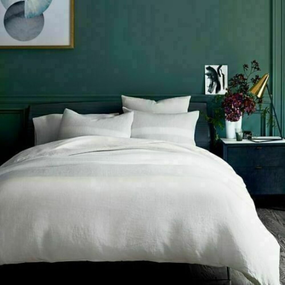 $350 Calvin Klein Queen Linen Duvet cover Solo -anvil